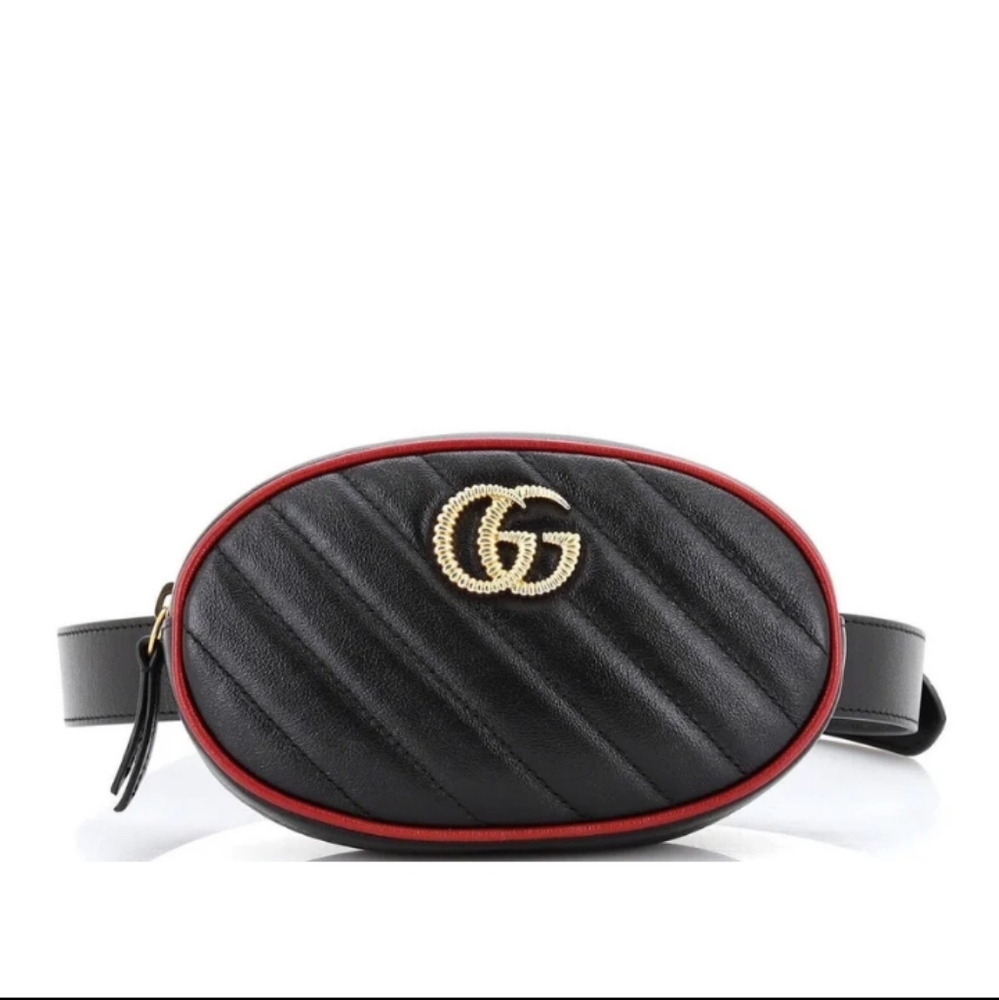 Authentic Gucci GG Marmont Leather Belt Bag